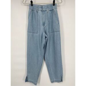 AG Adriano Goldschmied High Rise Barrel Jean Paperbag Roxbury Silk Blend Size 24